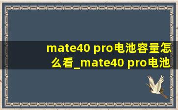 mate40 pro电池容量怎么看_mate40 pro电池容量查询